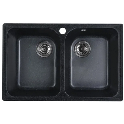 Кухонная мойка Marblan Duas (черный,с сифоном)