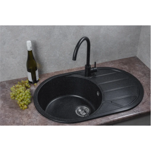 Кухонная мойка Marblan Elon L (черный,с сифоном)