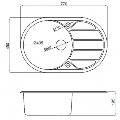 Кухонная мойка Marblan Elon L (черный,с сифоном)