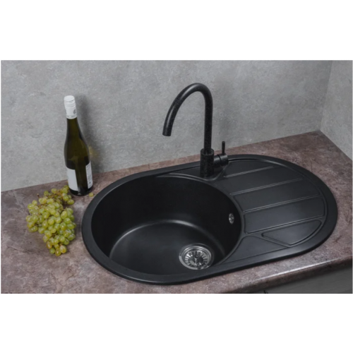 Кухонная мойка Marblan Elon L (оникс,с сифоном)