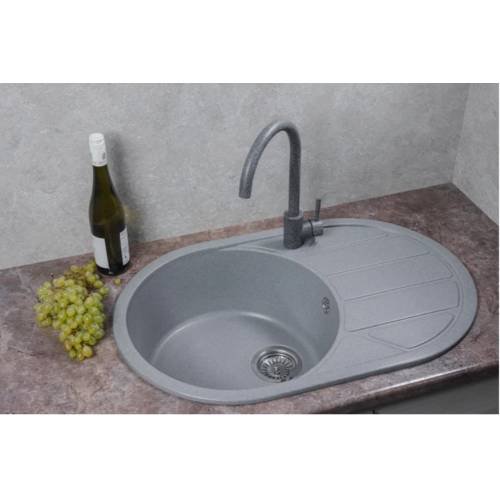 Кухонная мойка Marblan Elon L (иней ,с сифоном)