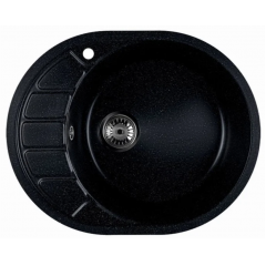 Кухонная мойка Marblan Ovata R (черный,с сифоном)