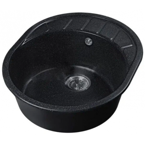 Кухонная мойка Marblan Ovata R (черный,с сифоном)