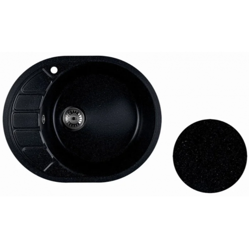 Кухонная мойка Marblan Ovata R (черный,с сифоном)