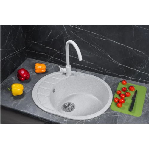 Кухонная мойка Marblan Ovata R (серый,с сифоном)