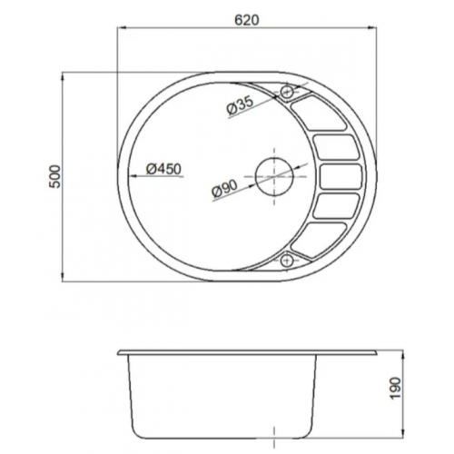 Кухонная мойка Marblan Ovata R (бежевый,с сифоном)