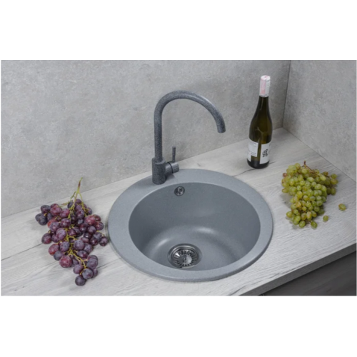 Кухонная мойка Marblan Orbi (серебристый,с сифоном)