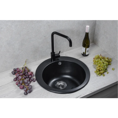 Кухонная мойка Marblan Orbi (оникс, с сифоном)