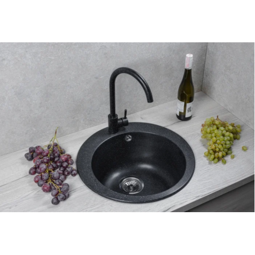 Кухонная мойка Marblan Orbi (черный,с сифоном)