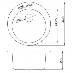 Кухонная мойка Marblan Orbi (иней,с сифоном)