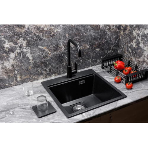 Кухонная мойка Marblan Comfort 50 (оникс, с сифоном и колландером)