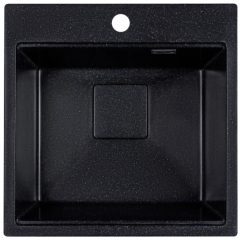 Кухонная мойка Marblan Comfort 50 (черный, с сифоном и колландером)