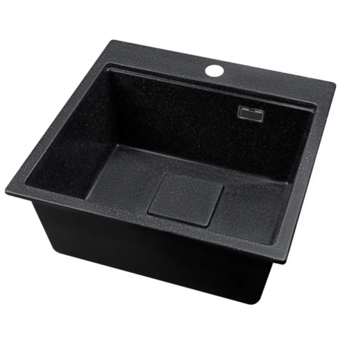 Кухонная мойка Marblan Comfort 50 (черный, с сифоном и колландером)