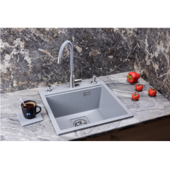 Кухонная мойка Marblan Comfort 50 (серебристый, с сифоном и колландером)