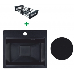 Кухонная мойка Marblan Comfort 48 (оникс, с сифоном и колландером)