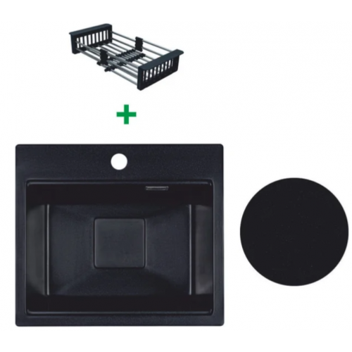 Кухонная мойка Marblan Comfort 48 (оникс, с сифоном и колландером)