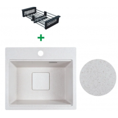 Кухонная мойка Marblan Comfort 48 (бежевый, с сифоном и колландером)