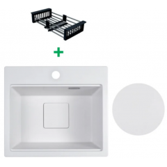 Кухонная мойка Marblan Comfort 48 (иней, с сифоном и колландером)