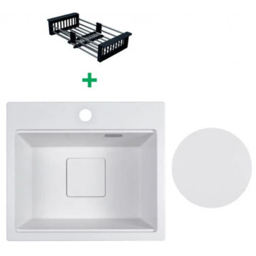 Кухонная мойка Marblan Comfort 48 (иней, с сифоном и колландером)