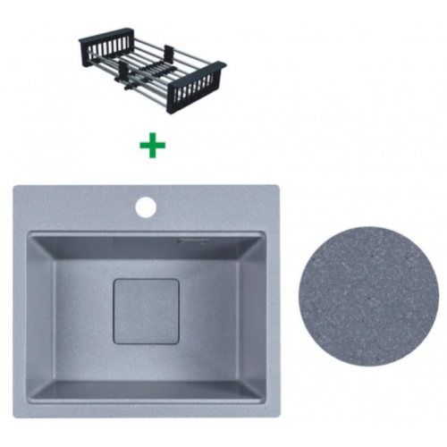 Кухонная мойка Marblan Comfort 48 (серебристый, с сифоном и колландером)