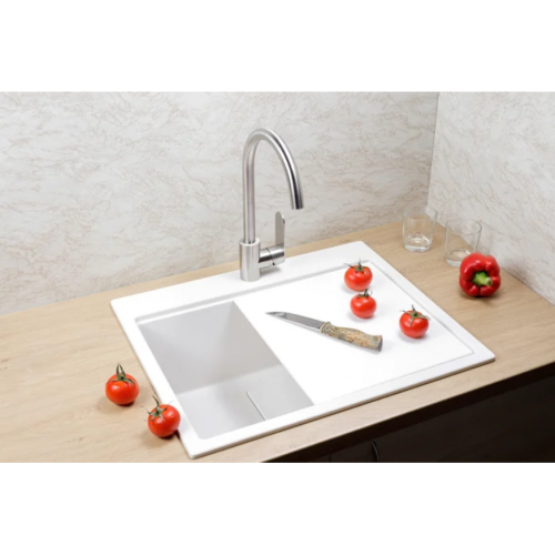 Кухонная мойка Marblan Comfort 60 (иней, с сифоном и колландером)