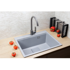 Кухонная мойка Marblan Comfort 60 (серебристый, с сифоном и колландером)