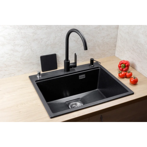 Кухонная мойка Marblan Comfort 60 (серый, с сифоном и колландером)