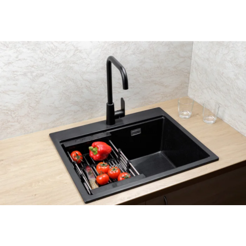 Кухонная мойка Marblan Comfort 60 (оникс, с сифоном и колландером)