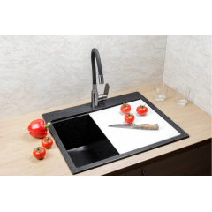 Кухонная мойка Marblan Comfort 60 (черный, с сифоном и колландером)