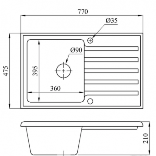 Кухонная мойка БелЭворс Styl L (черный)