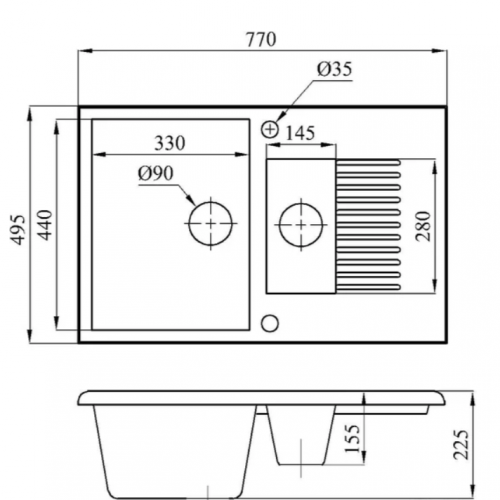 Кухонная мойка БелЭворс Forma L (черный)