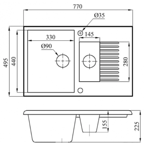 Кухонная мойка БелЭворс Forma L (антрацит)