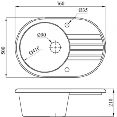 Кухонная мойка БелЭворс Rondo L (антрацит)