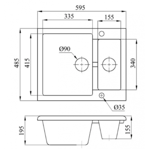 Кухонная мойка БелЭворс Duet (антрацит)