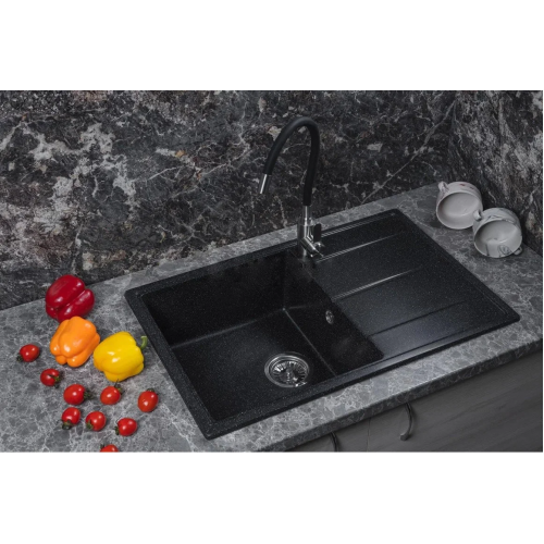 Кухонная мойка Marblan Magnum L (черный, с сифоном)