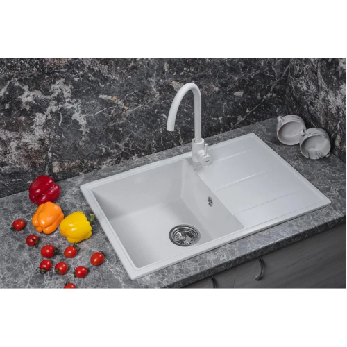 Кухонная мойка Marblan Magnum L (иней, с сифоном)