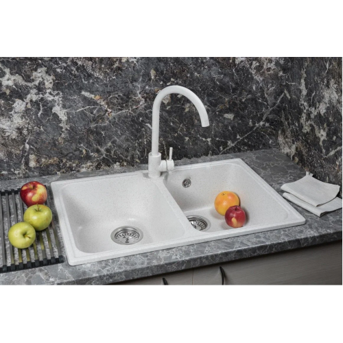 Кухонная мойка Marblan Duas (бежевый, с сифоном)