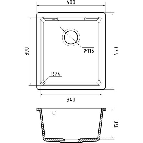 Кухонная мойка GranFest GF-Urban-4555 (серый)