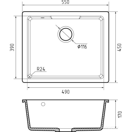 Кухонная мойка GranFest GF-Urban-4555 (серый)
