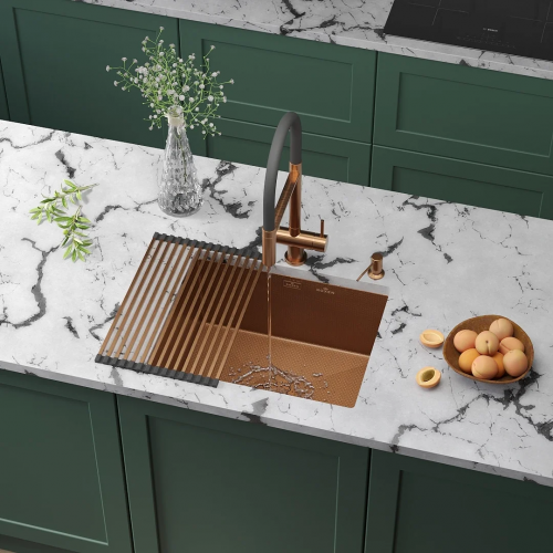 Кухонная мойка Roxen Uno 560210-54-BRS PVD бронзовая/текстурная (с ролл-матом и дозатором)
