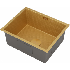 Кухонная мойка Roxen Uno 560210-54-GS PVD золотая/текстурная (с ролл-матом и дозатором)