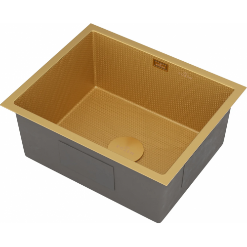 Кухонная мойка Roxen Uno 560210-54-GS PVD золотая/текстурная (с ролл-матом и дозатором)