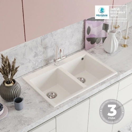 Кухонная мойка Polygran Brig 790 (белый хлопок)