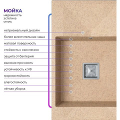 Кухонная мойка Polygran Blade 780 (песочный)