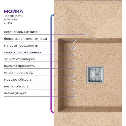 Кухонная мойка Polygran Blade 780 (песочный)