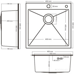 Кухонная мойка Schtoff Best Decor Black 4550 + коландер KR-1 BLACK + дозатор SD-1 BLACK, комплект
