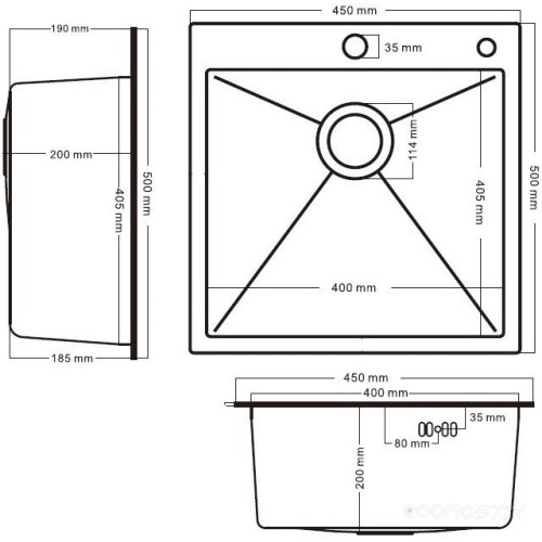 Кухонная мойка Schtoff Best Decor Silver 4550 + коландер KR-1 GREY + дозатор SD-1 SILVER