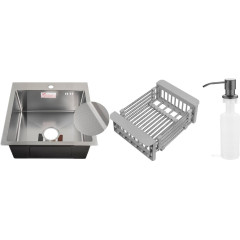 Кухонная мойка Schtoff Best Decor Silver 5050 + коландер KR-1 Grey + дозатор SD-1 Grey