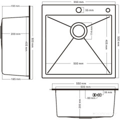 Кухонная мойка Schtoff Best Decor Silver 5550 + коландер KR-1 GREY + дозатор SD-1 SILVER