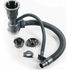 Кухонная мойка Schtoff Best Decor Silver 5550 + коландер металл K-1 BLACK + дозатор SD-1 GREY